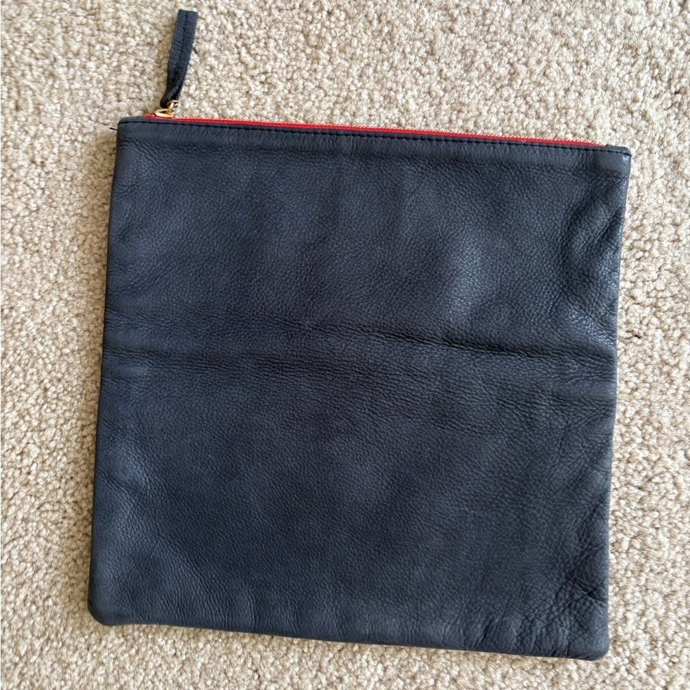 CLARE V. Los Angeles Anthropologie casual Navy blue suede clutch handheld purse - Picture 10 of 16